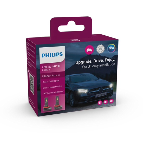 Philips LED pagrindines sviesos H11, 6000K, LEDriving HL, 2vn,  11362U2500CX 